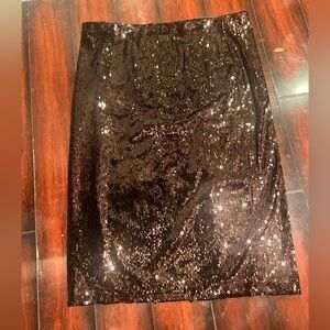 Brown sequins skirt withh spli